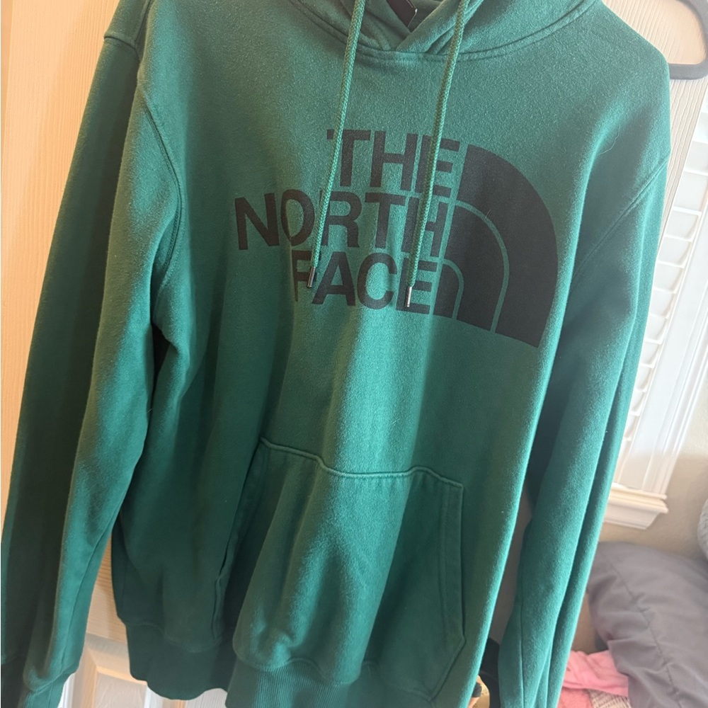 The North Face Men's Teal Crewneck Hoodie with Black Logo
